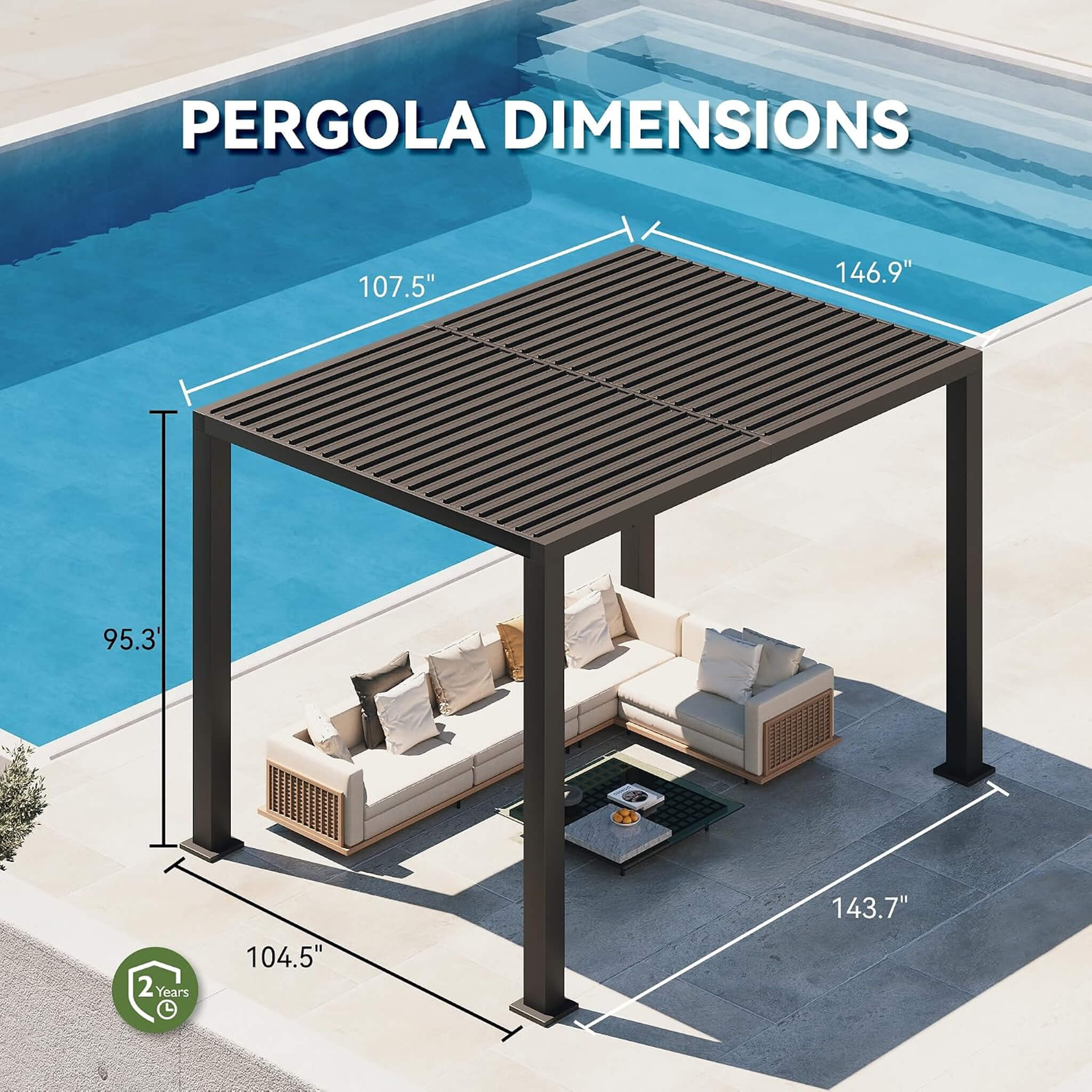 [09X12FT] Alora Premium Outdoor Electric Motorized Louvered Pergola With Built-In LED Lights & Fan (SAK53841) – SAKSBY WHOLES