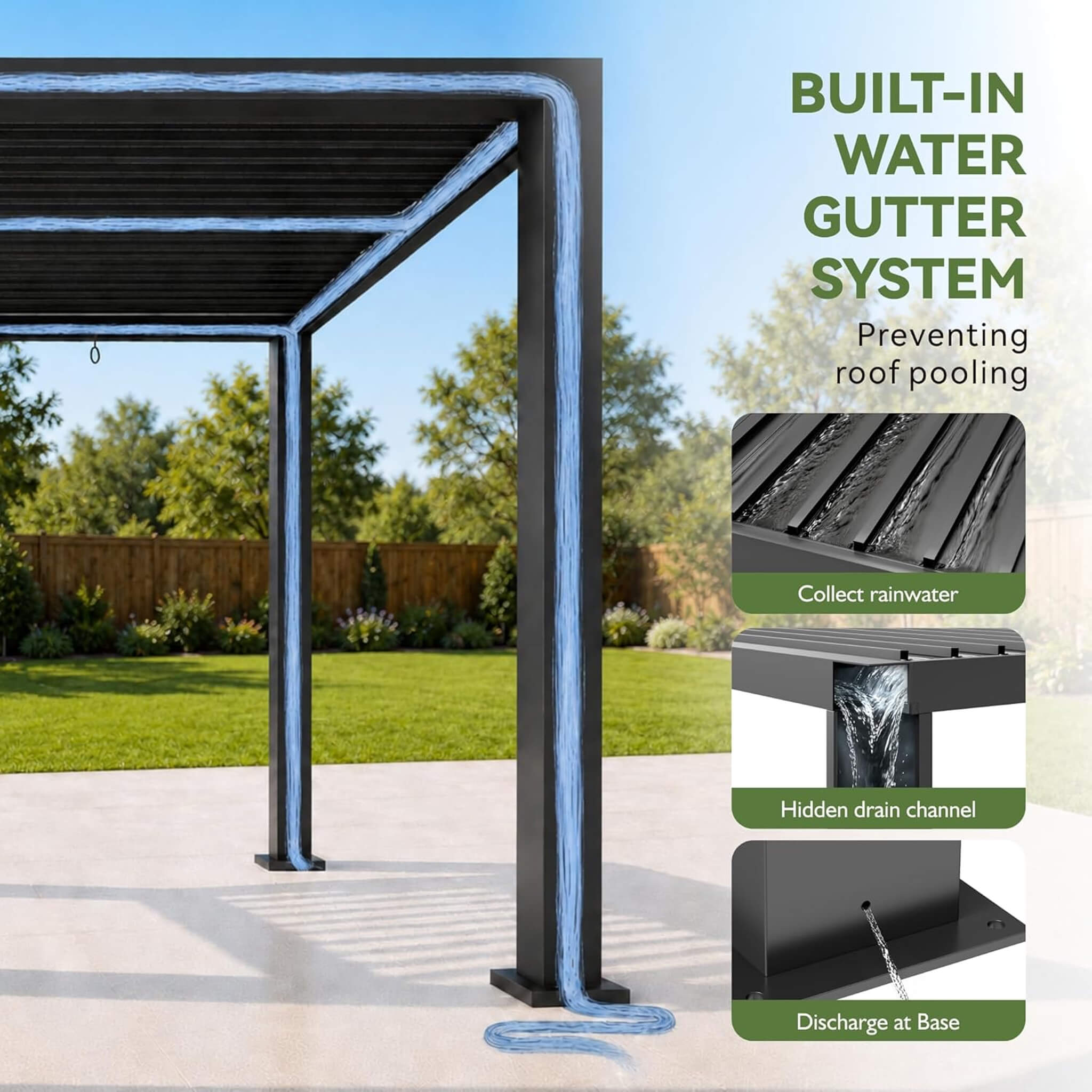 [09X12FT] Alora Premium Outdoor Electric Motorized Louvered Pergola With Built-In LED Lights & Fan (SAK53841) – SAKSBY WHOLES