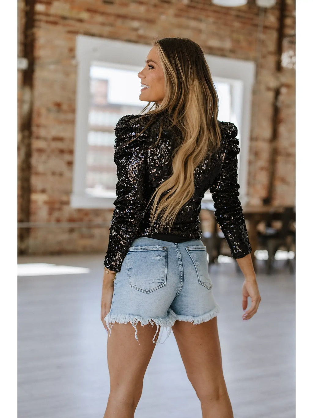 Black Sequin Glam top