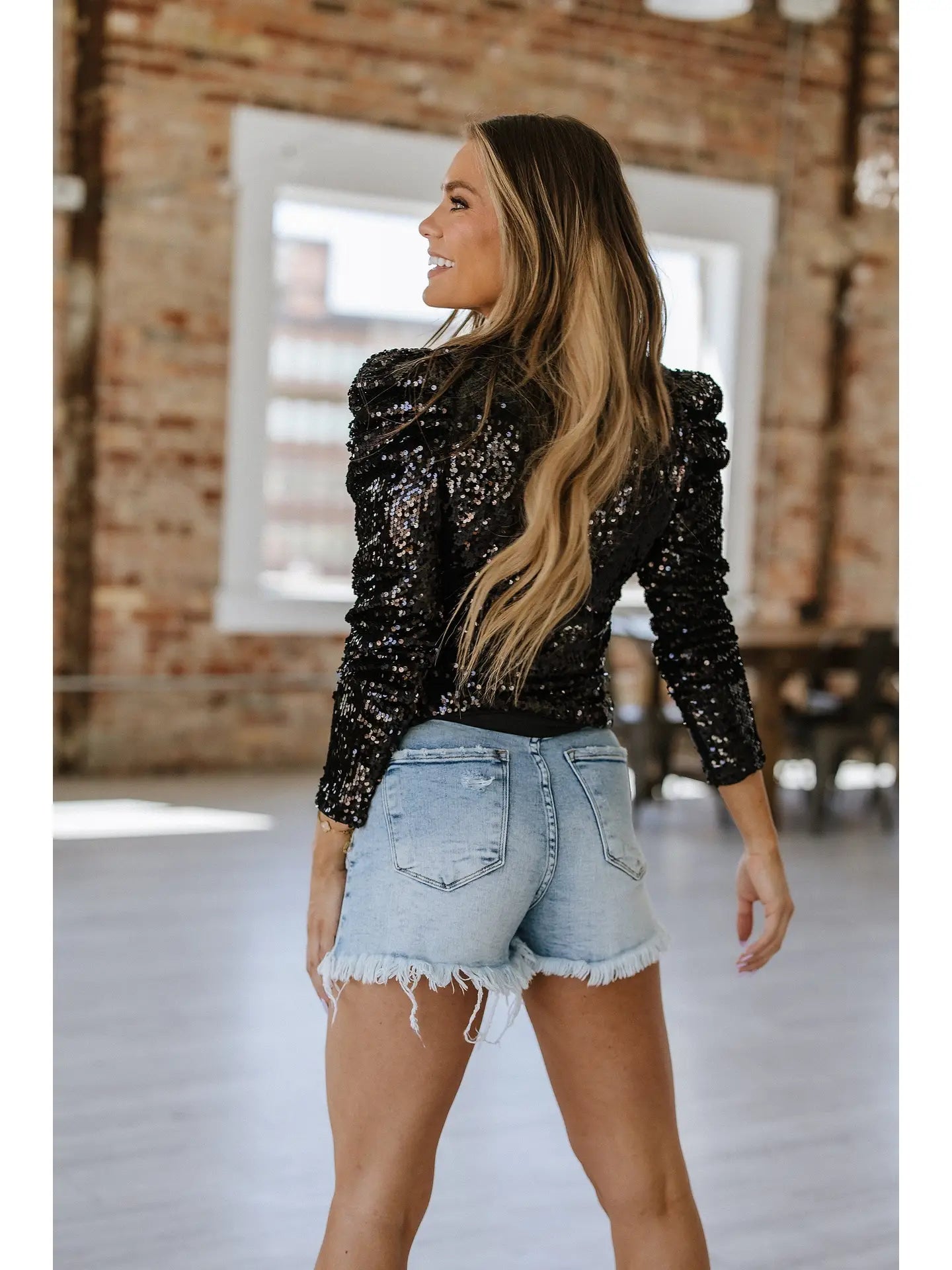 Black Sequin Glam top