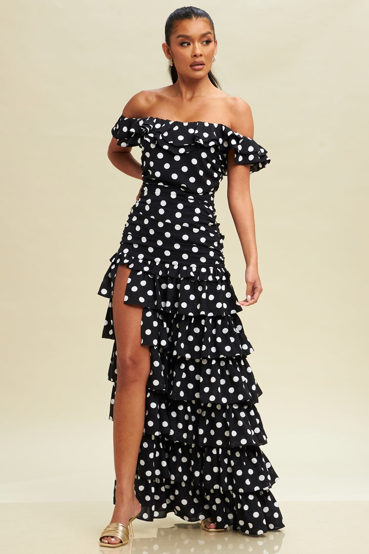 Pretty Little Patriot Pretty Little Patriot Black Pretty Woman Polka Dot Dress — Black detail