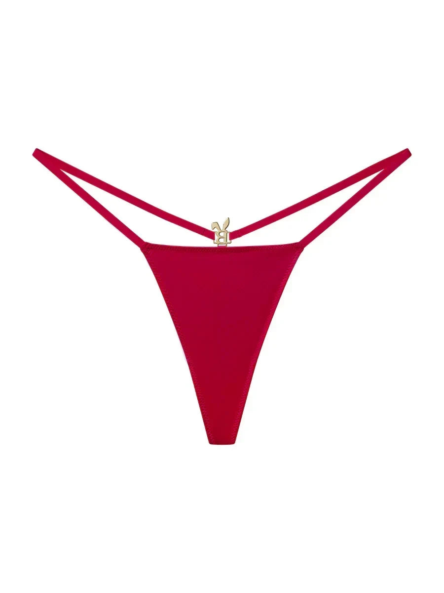 BUNNIES ROOM G-STRING IN RED WINE — detail and construction