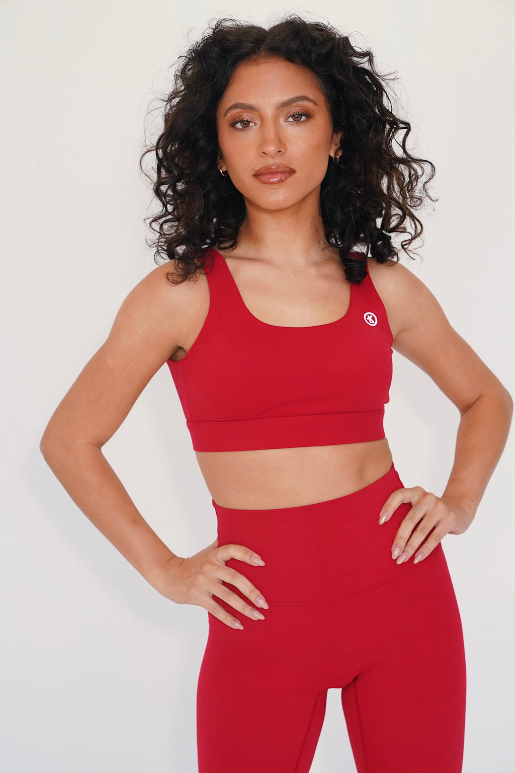 KIMITH BRAND I am Beautifully Radiant Quick Dry Red Sports Bra — in-use photo