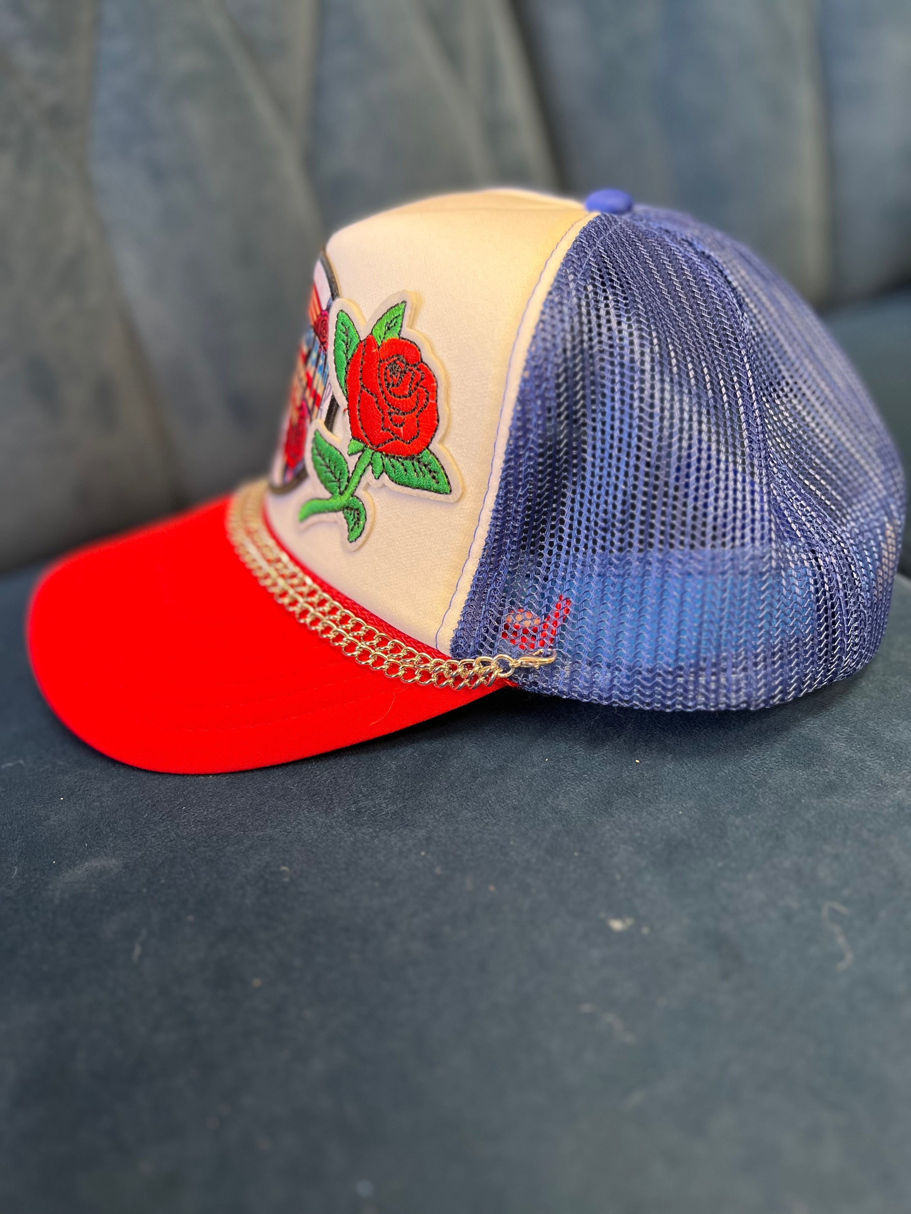 Pretty Little Patriot Pretty Little Patriot American Woman Patch Hat -clearance — Pretty Little Patriot branding close-up