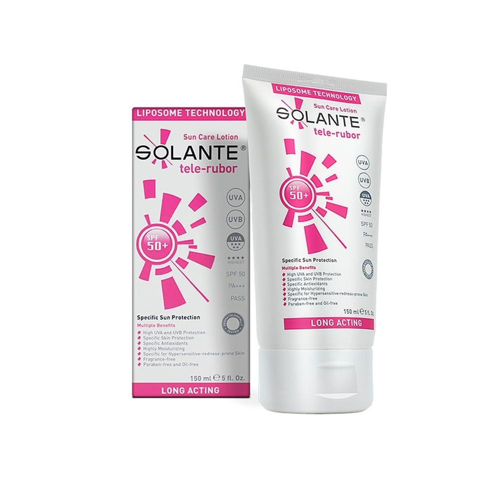 Solante Tele-Rubor SPF 50+ Sunscreen for Sensitive Skin & Rosacea - 5.07 fl oz, Hypoallergenic & Anti-Aging