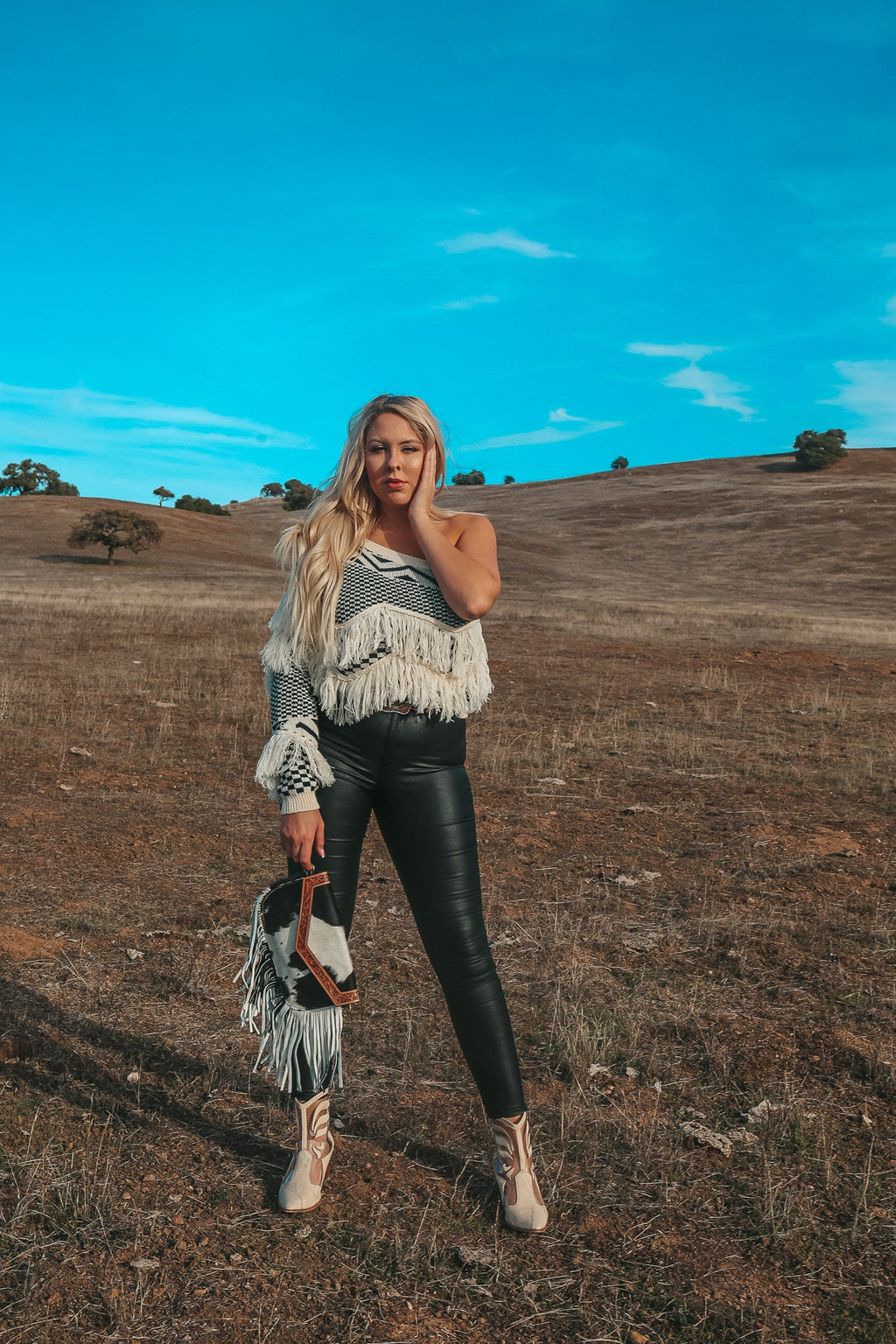 Haute Southern Hyde Maria Cowhide Fringe Purse — product category context