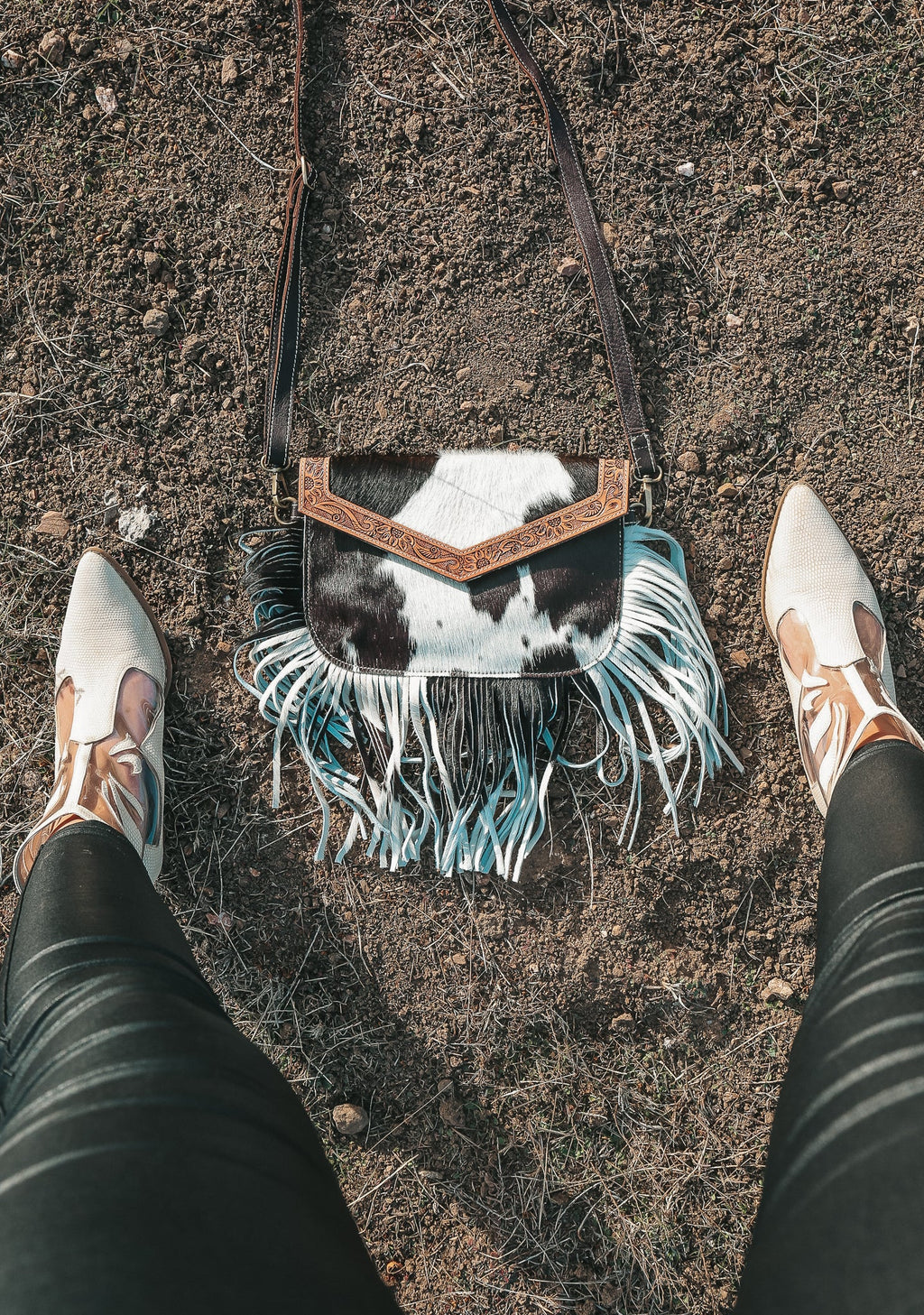 Haute Southern Hyde Maria Cowhide Fringe Purse — detail shot 6