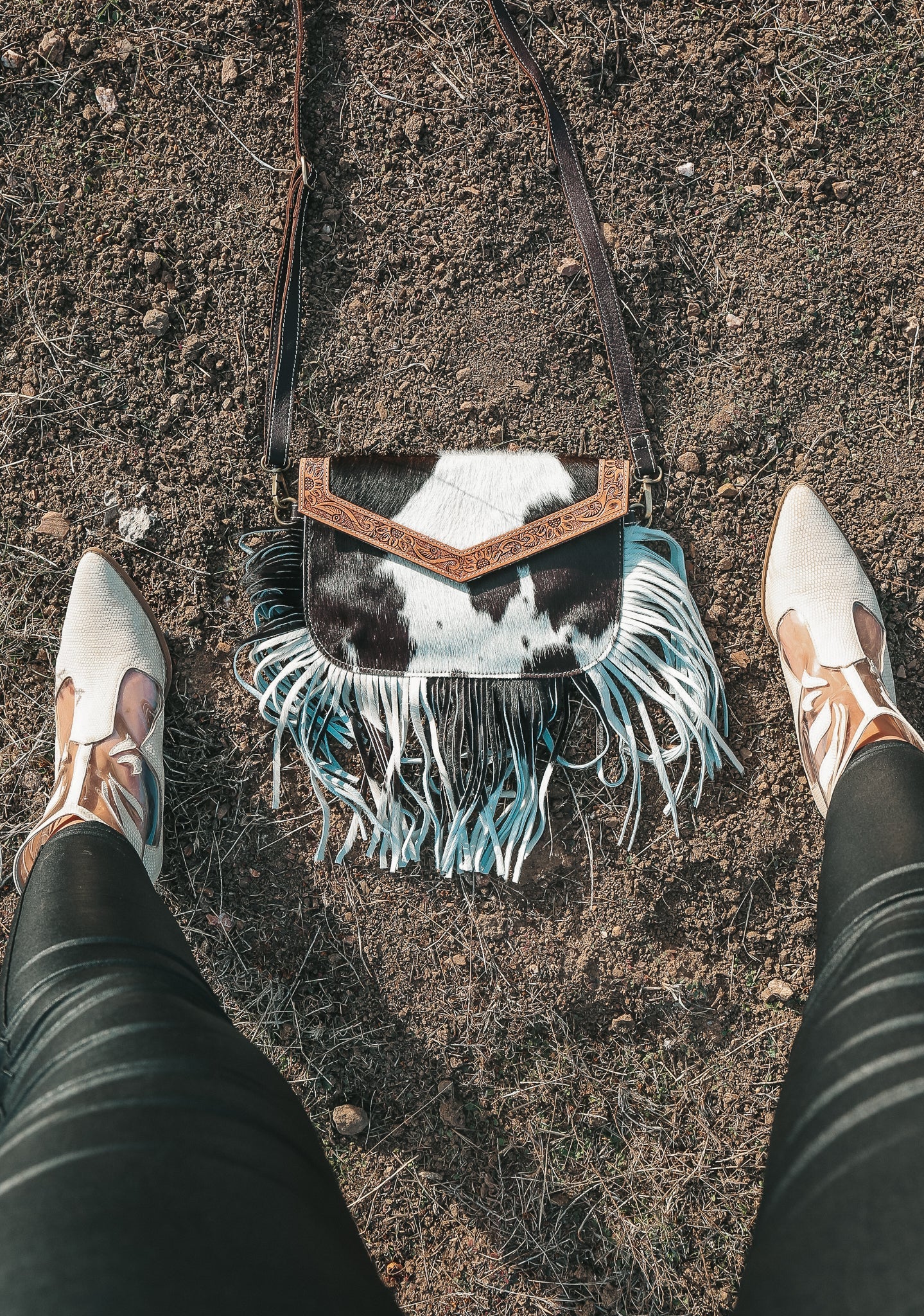 Haute Southern Hyde Maria Cowhide Fringe Purse — detail shot 6