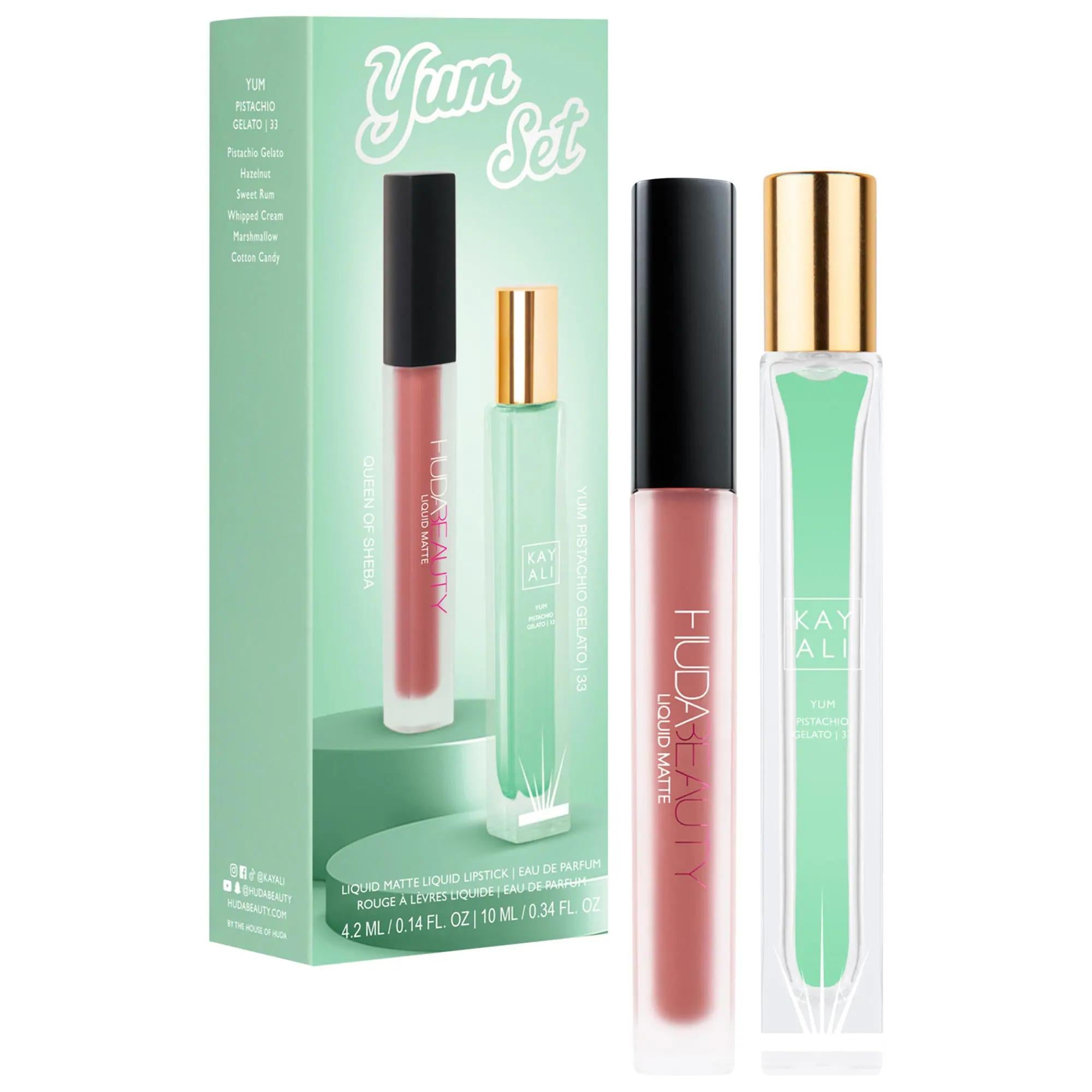 KAYALI YUM PISTACHIO GELATO POWER DUO Luxury Fragrance and Lipstick Gift Set