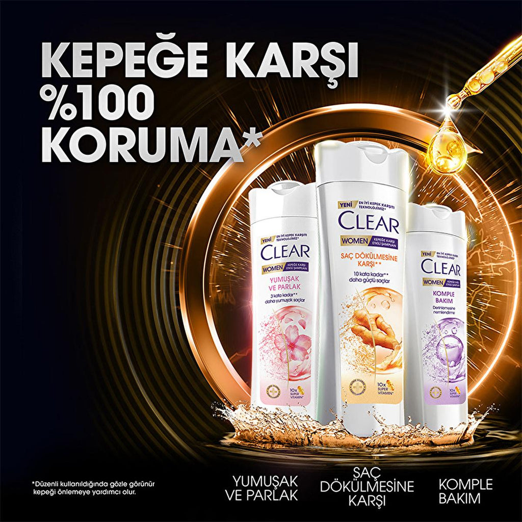 Clear Women Anti-Hair Loss Shampoo with Ginger Extract - Nourishing, Strengthens Hair, Reduces Hair Loss
