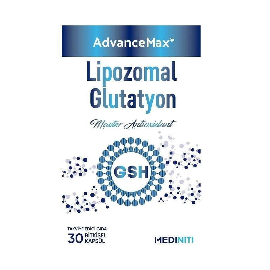 Advancemax Liposomal Glutathione 200mg - Antioxidant Supplement for Cellular Health & Detox Support, 30 Capsules