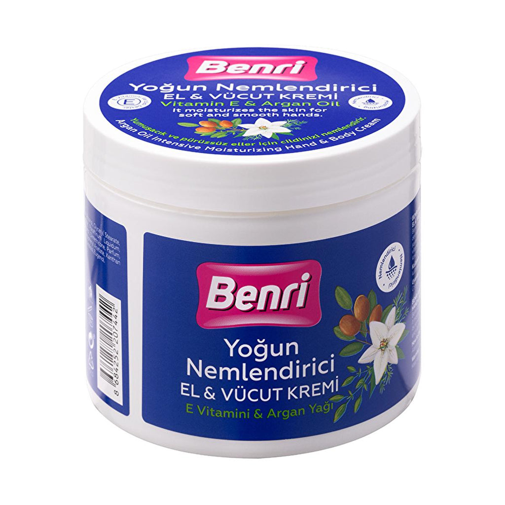 Benri Argan Oil Intensive Moisturizing Hand & Body Cream - 16.91 fl oz - Nourishing, Non-Greasy, Natural Skincare
