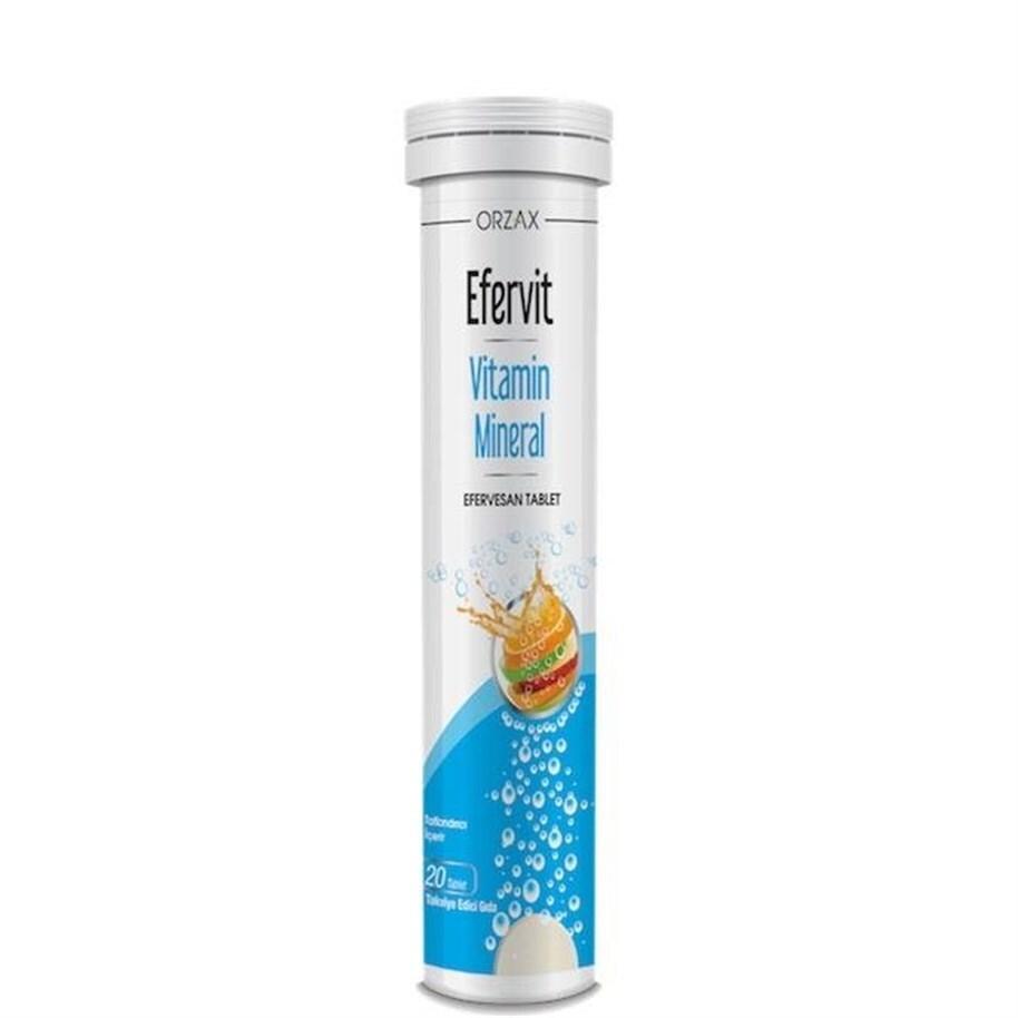 Orzax Efervit Vitamin and Mineral Supplement - 20 Effervescent Tablets for Nutritional Support