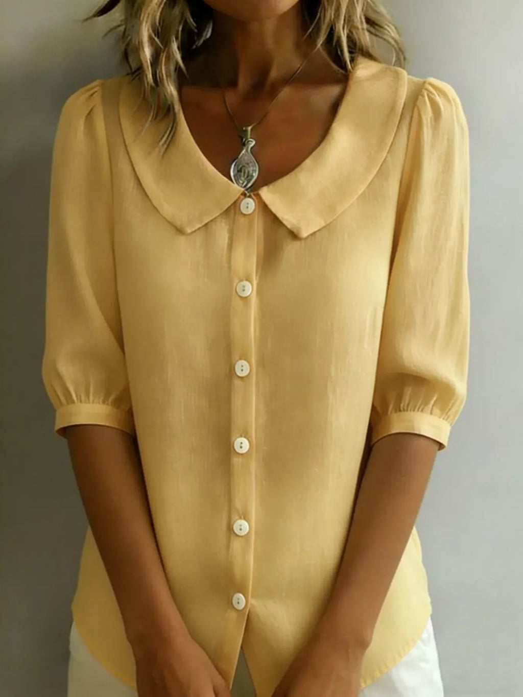 Peter Pan Collar Puff Sleeve Shirt