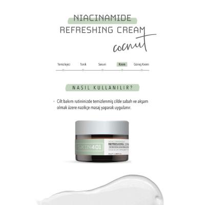 Skin401 Niacinamide Refreshing Cream - Vegan Skincare for All Skin Types, Minimizes Pore Visibility, Natural Moisturizer
