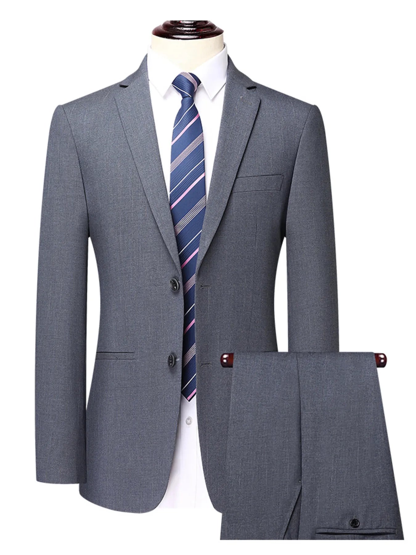 Men's Lapel Collar Long Sleeve Blazer and Pants Set
