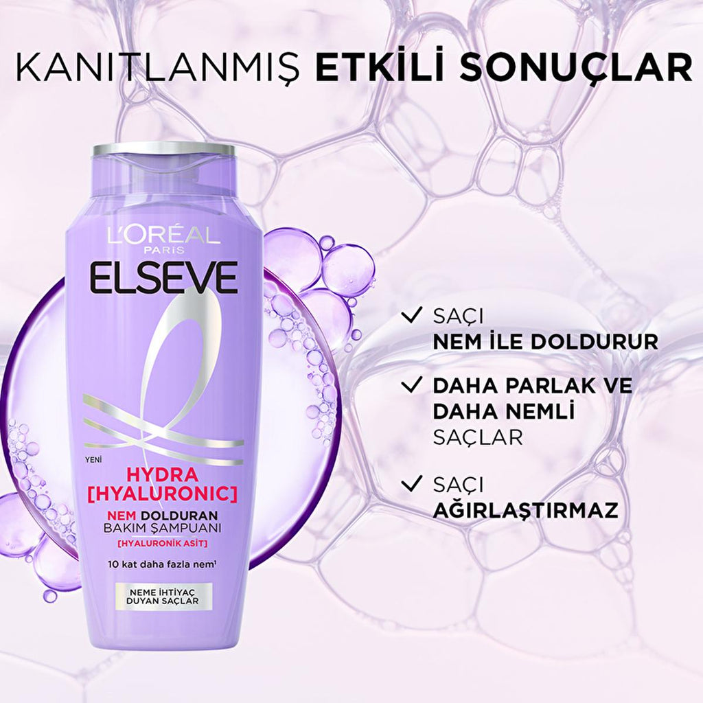 Loreal Paris Elseve Hydra Hyaluronic Moisturizing Shampoo - Hydrating, Non-Weighing Hair Care for Dry or Damaged Hair