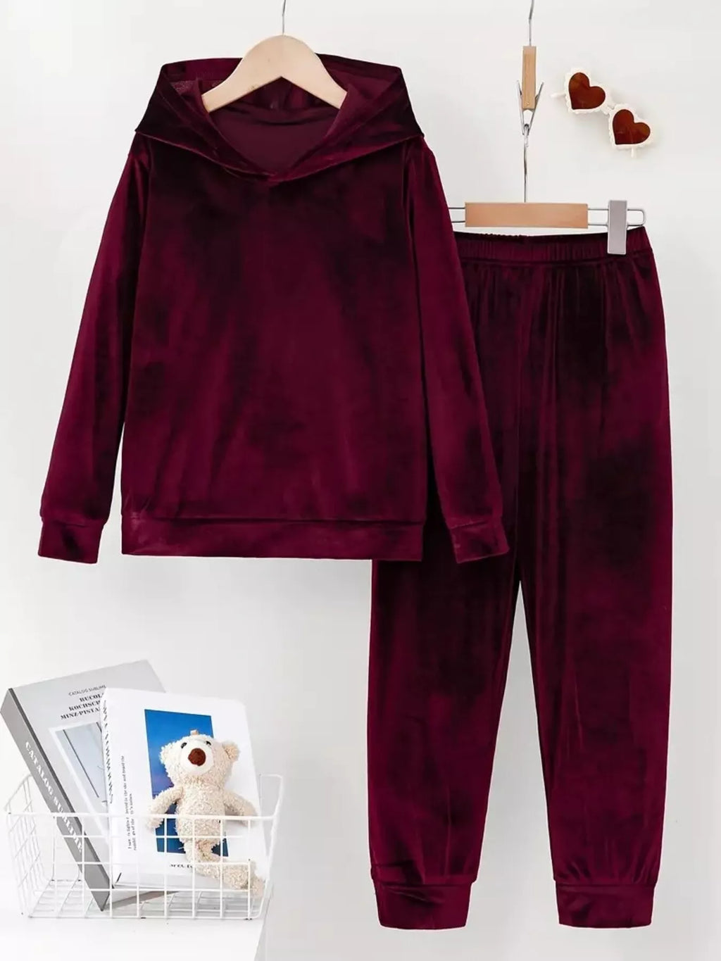Full Size Velvet Hoodie and Pants Set Plus Size