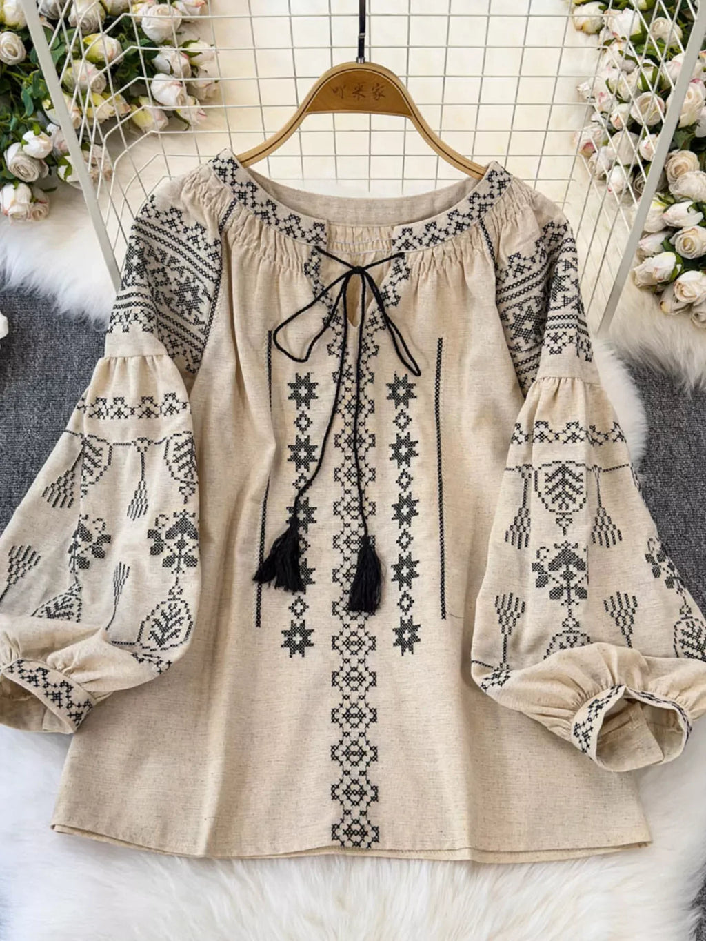 Tie Neck Long Sleeve Blouse