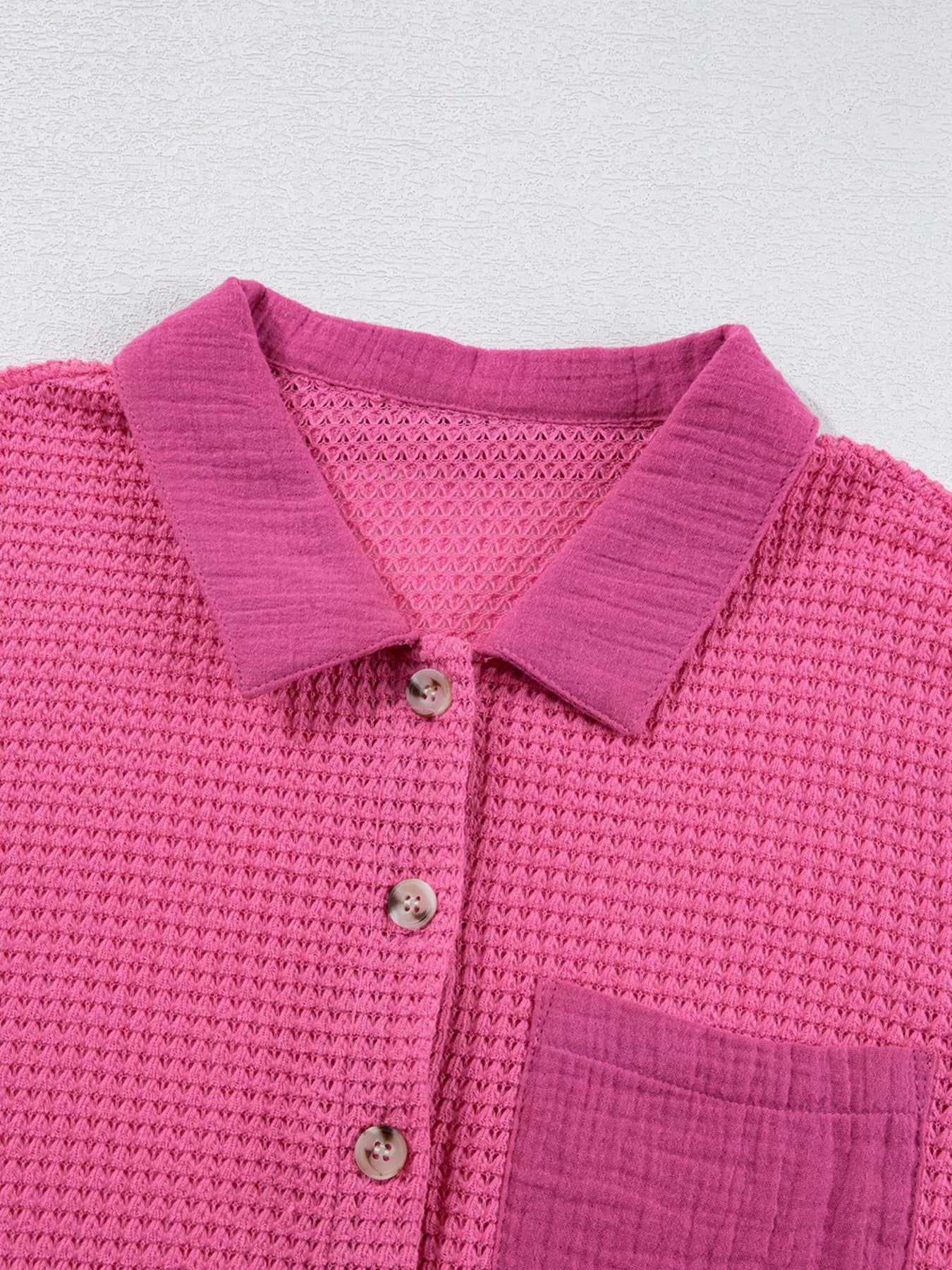 Gauze Waffle Button Down Short Sleeve Shirt