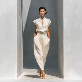 Women's Chinese-Style Satin Short-Sleeve Top & Pants Set