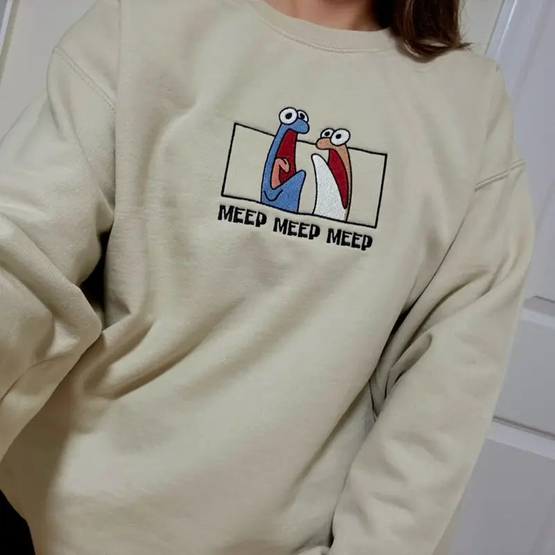 Pasimax "Meep" Embroidered Unisex Sweatshirt – Minimalist Crewneck — lifestyle context