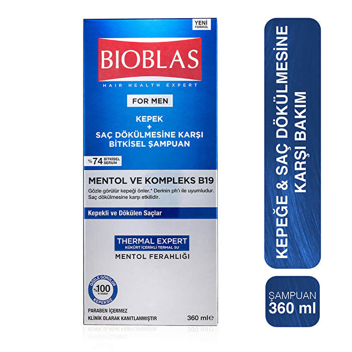 Bioblas Mint Shampoo with B19 Complex - 12oz | Anti-Dandruff Care