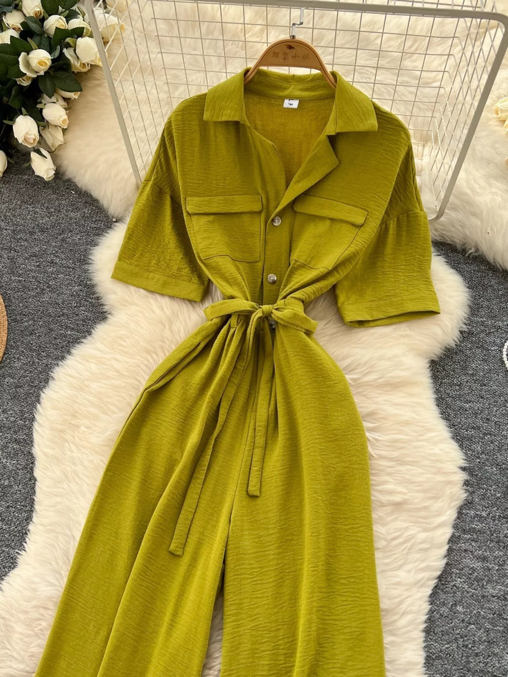 Tie Waist Wide Leg Jumpsuit