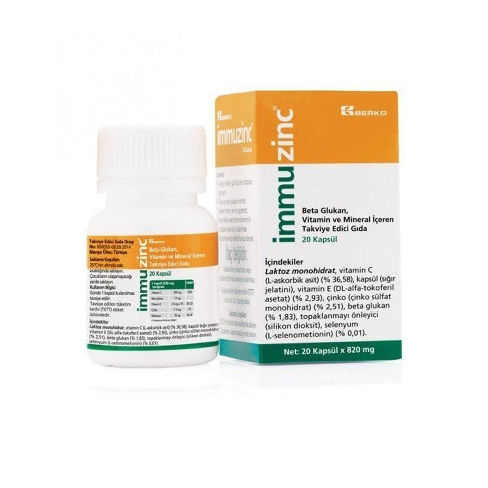 _mmuzinc Immune Support Supplement - 20 Capsules with Vitamin C, Beta Glukan & Antioxidants
