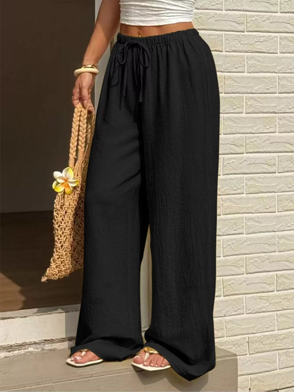 Plus Size High-Waisted Wide-Leg Pants