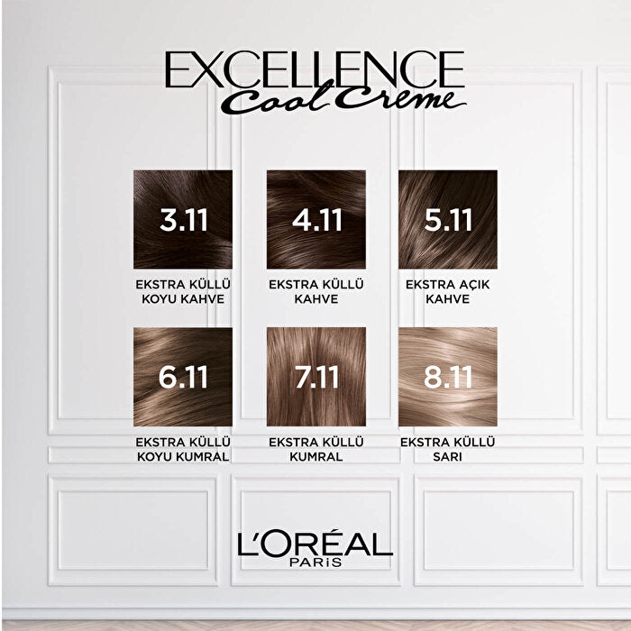 L'Oreal Paris Excellence Cool Creme Hair Color 7.11 - Extra Ash Brown | 100% Gray Coverage