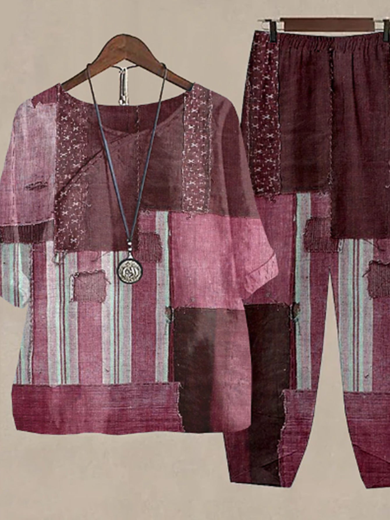 Printed Half Sleeve Top and Pants Set