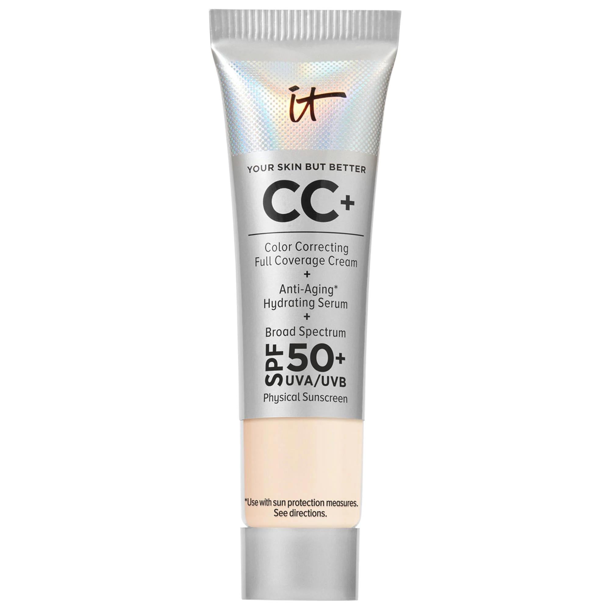 IT Cosmetics CC+ Cream: Full Coverage Color Correcting Foundation SPF 50+ - Hydrating, Anti-Aging, Flawless Complexion