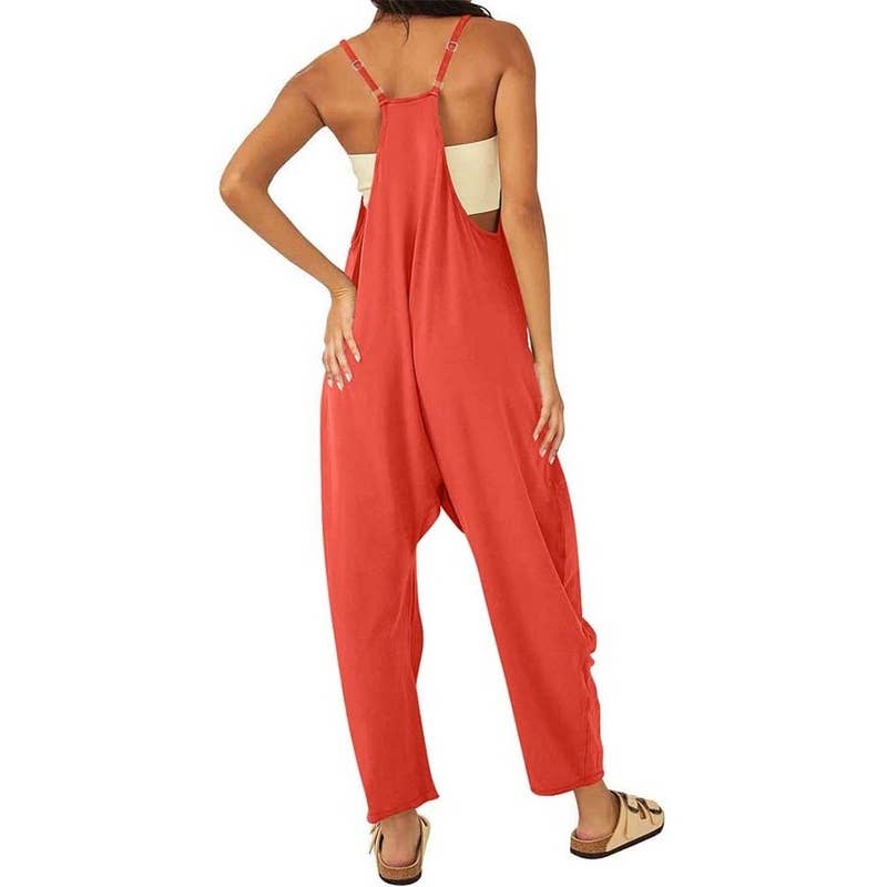 Pretty Little Patriot Pretty Little Patriot Feisty Orange jumpsuit overalls — lifestyle worn / used context