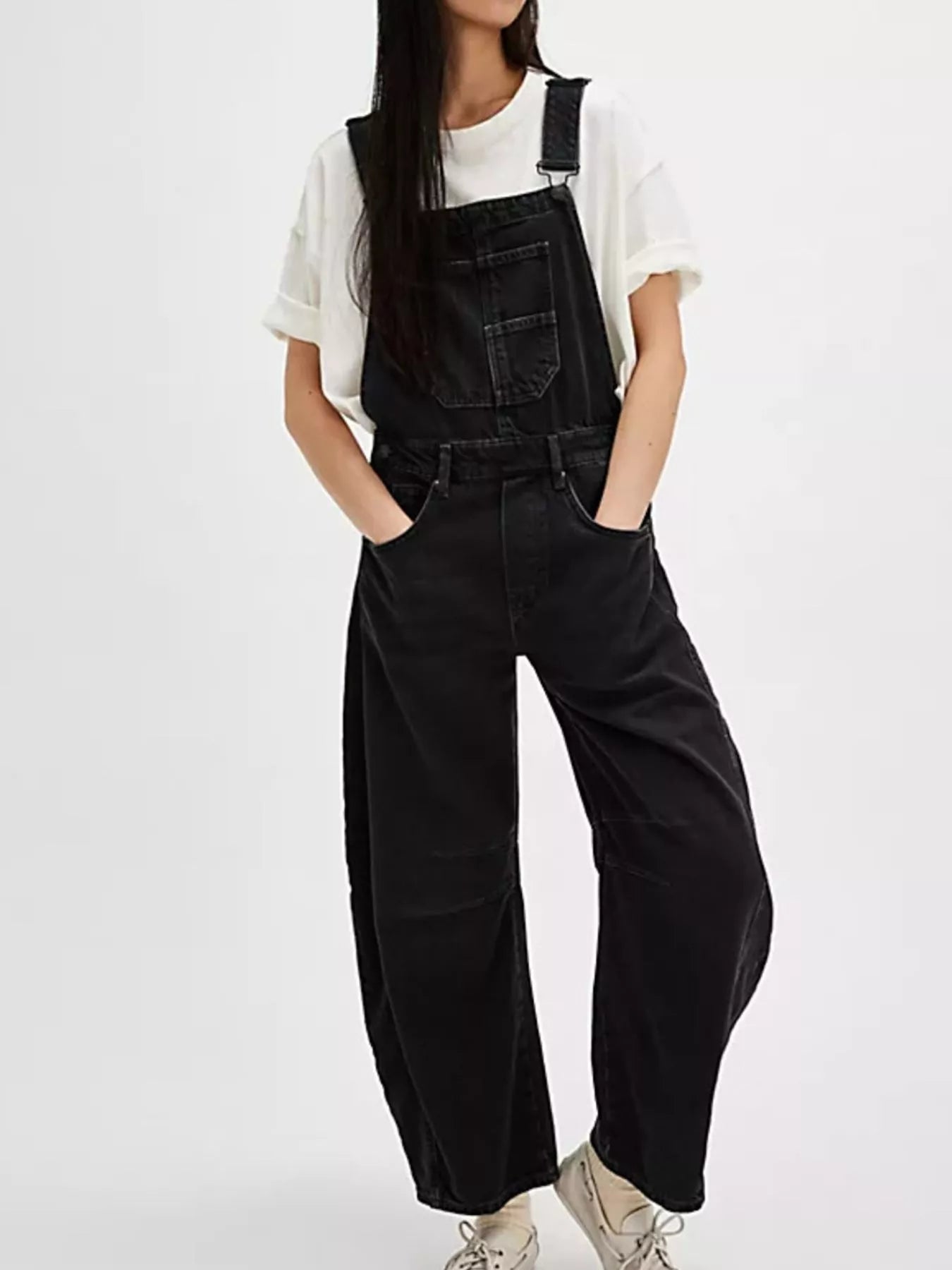 Wide Strap Wide Leg Denim Overalls