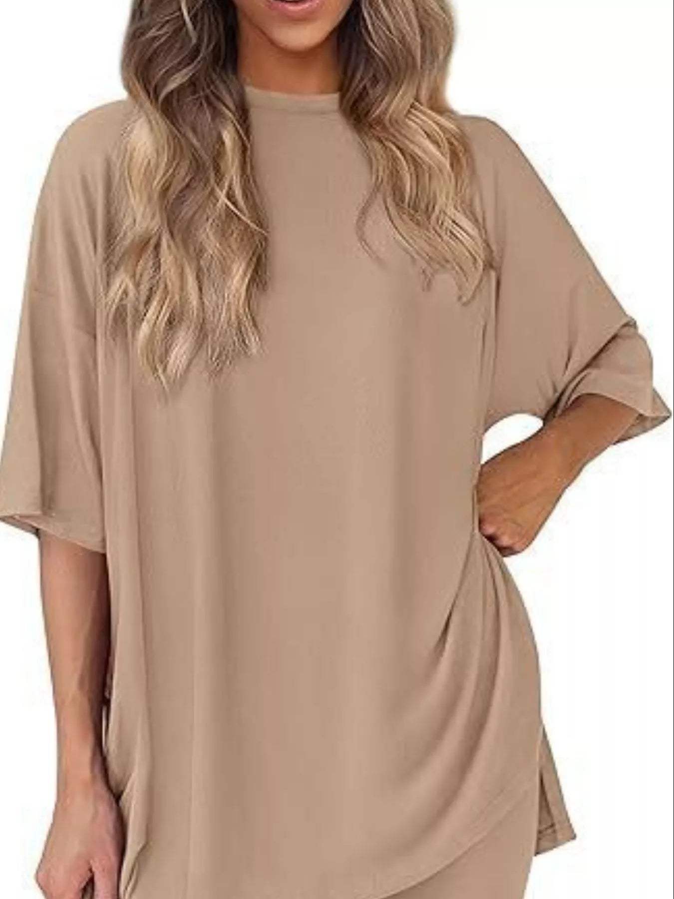 Full Size Half Sleeve T-Shirt and Shorts Set Plus Size