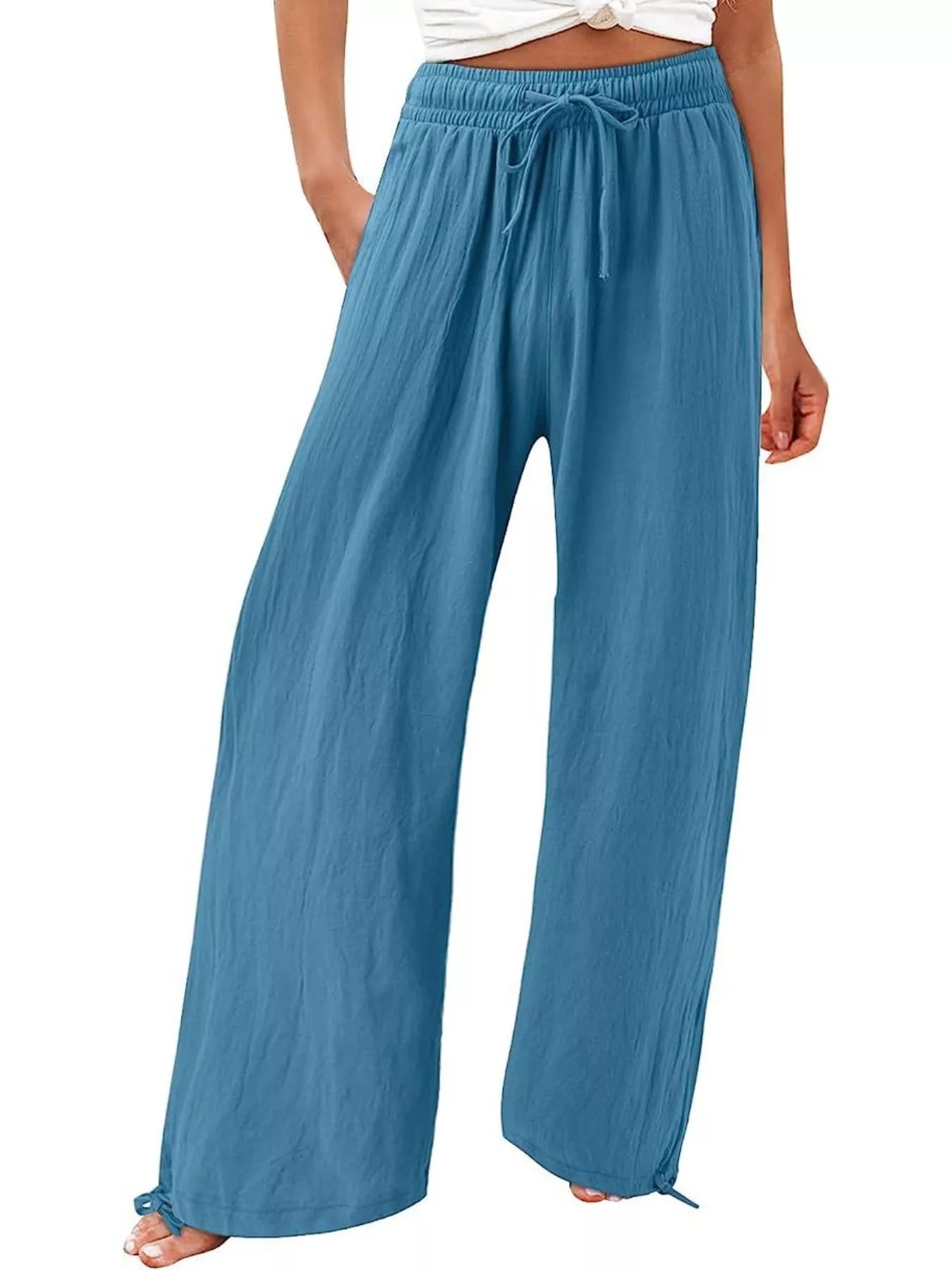 Full Size Wide Leg Pants with Drawstring Waist Plus Size