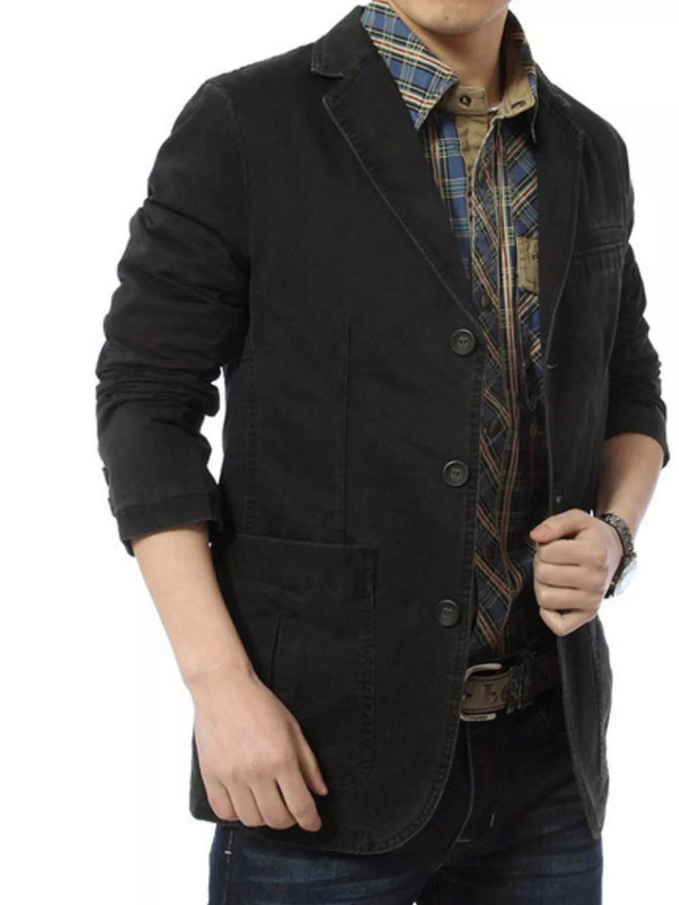 Men's Plus Size Casual Button Up Blazer