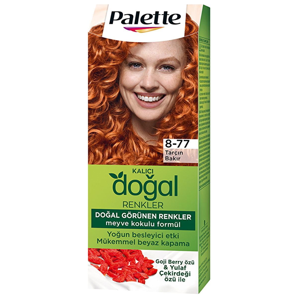 Palette Natural Hair Dye - Permanent Hair Color with Natural Ingredients - 8-77 Tarçın Bakır