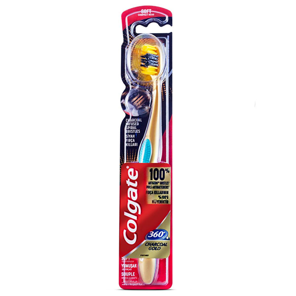 Colgate 360 Gold Manual Toothbrush - Effective Oral Hygiene with Antimicrobial Bristles