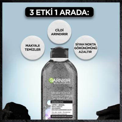Garnier Micellar Cleansing Gel: Charcoal & Salicylic Acid - Gentle Makeup Remover for Acne Prone Skin, Blackhead Removal, Pore Cleansing - 400ml