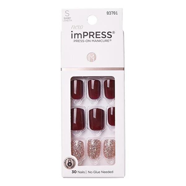 Impress Adhesive Press On False Nails - Quick & Easy 5-Minute Manicure, Damage-Free Fake Nails with 30 Sizes