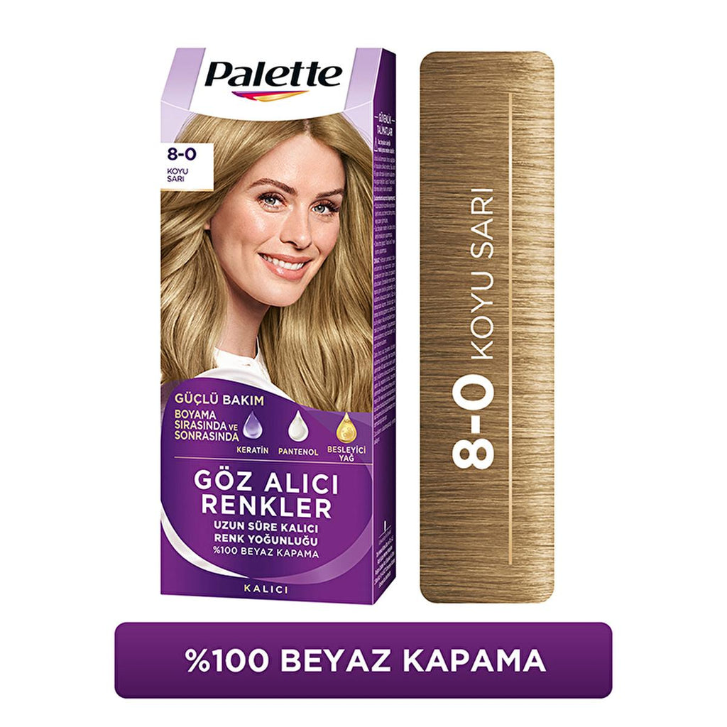 Palette Hair Dye - Intense Color, Nourishing, 8-0 Dark Blonde