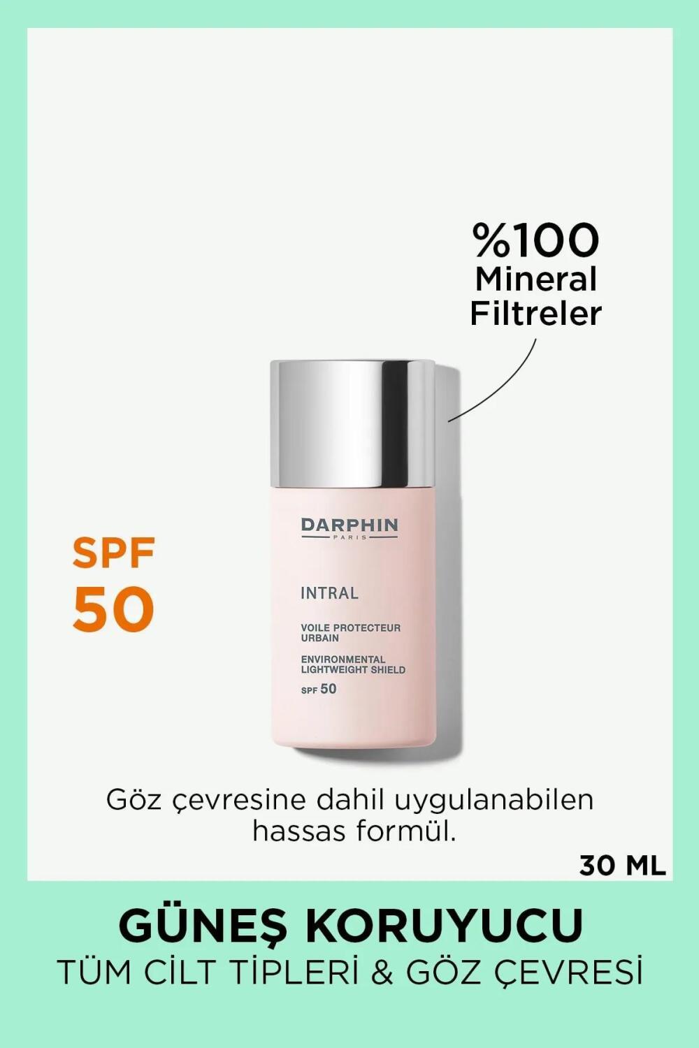 Darphin Intral Environmental Lightweight Shield SPF50 30ml - Sensitive Skin Moisturizer with Mineral Sun Protection