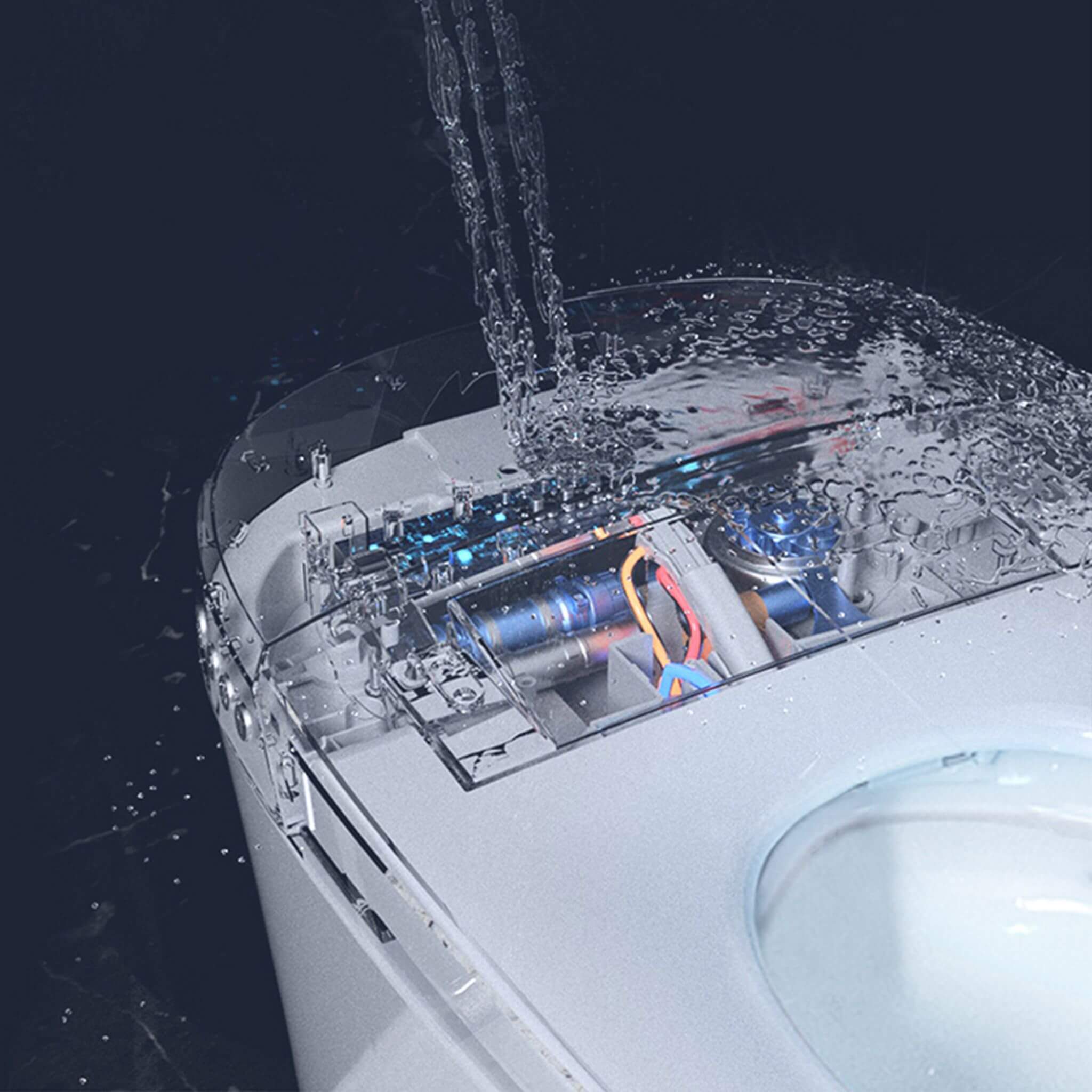 Nuvia 1/1.28 GPF Smart Compact Dual Flush Tankless Toilet Bidet Combo With Self-Cleaning Nozzle And Foot Sensor Flush (SAK580