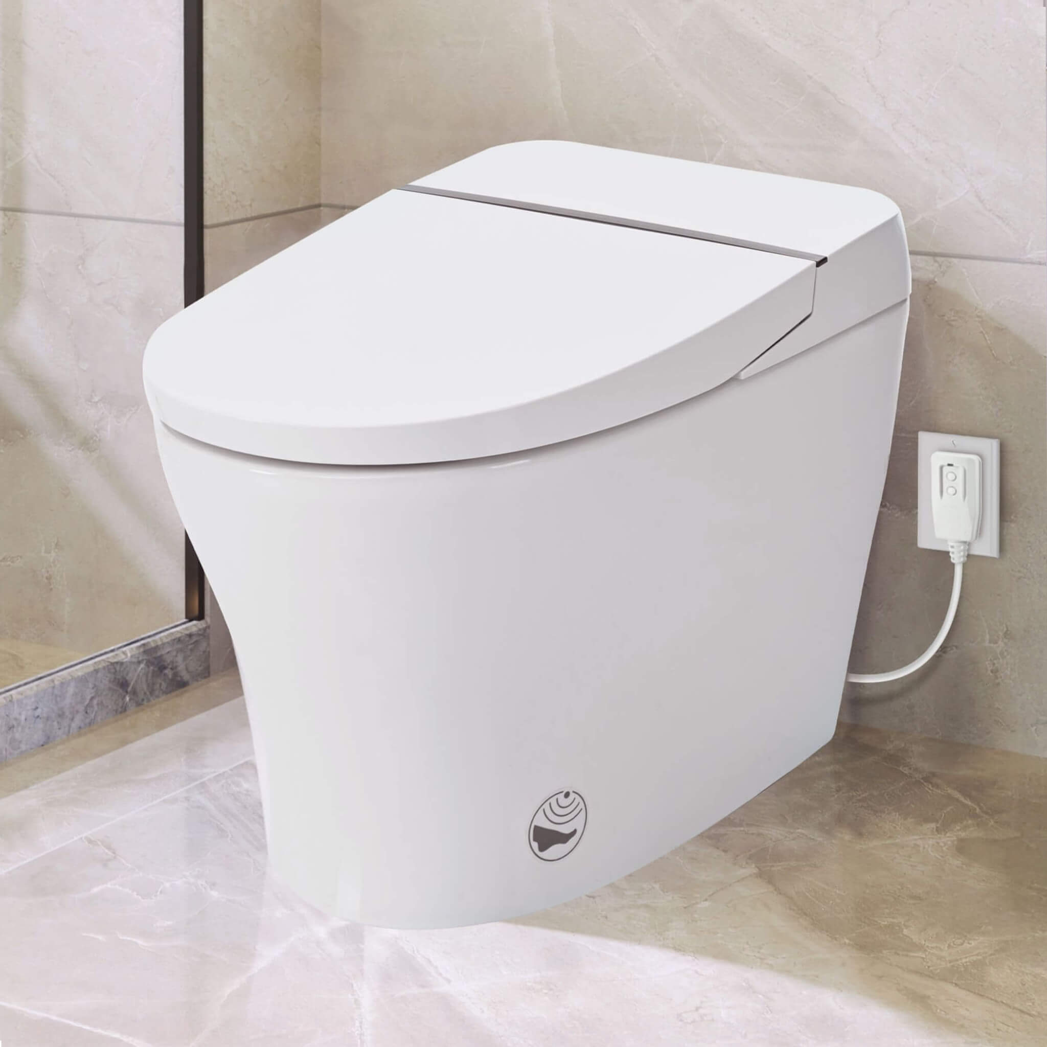 Nuvia 1/1.28 GPF Smart Compact Dual Flush Tankless Toilet Bidet Combo With Self-Cleaning Nozzle And Foot Sensor Flush (SAK580