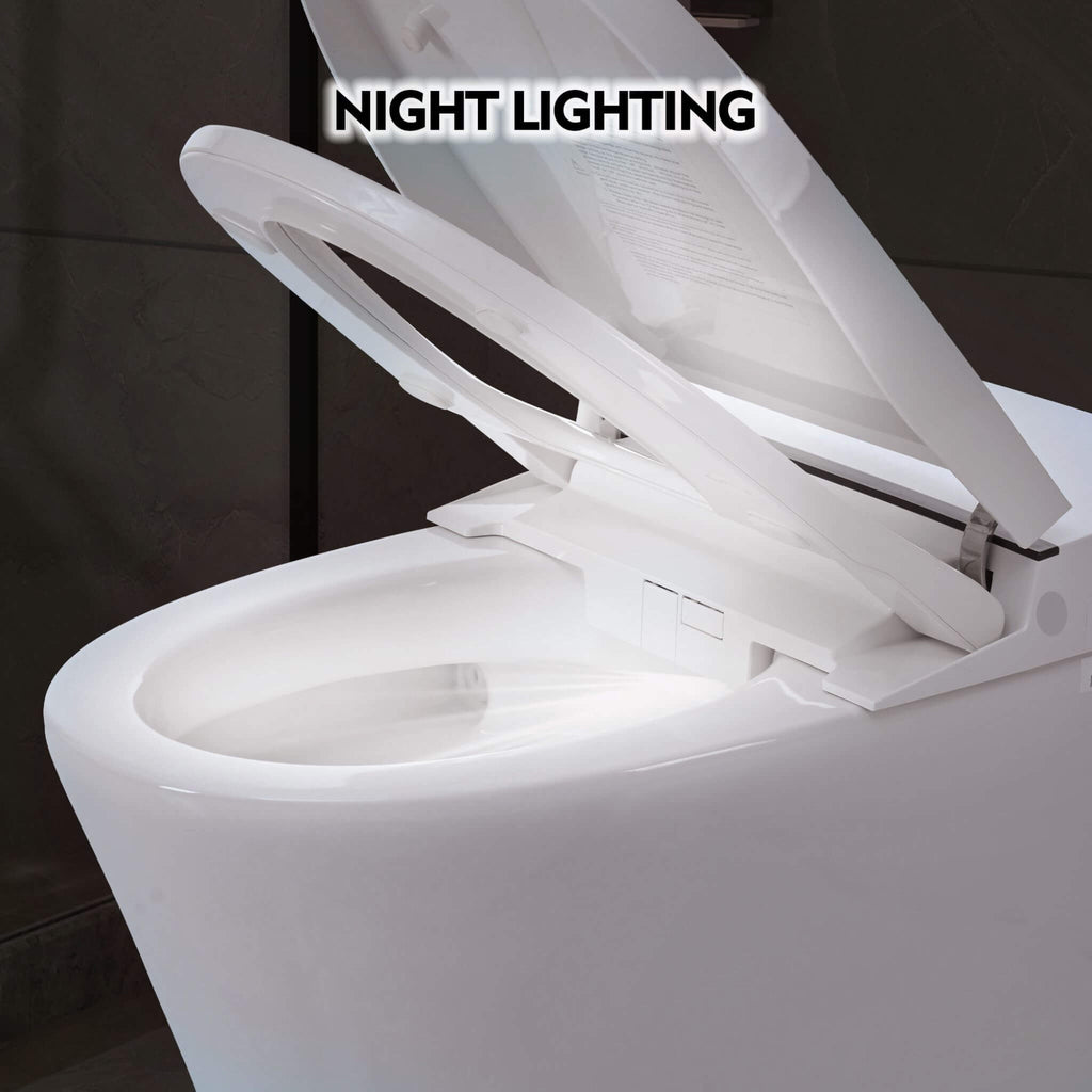 Nuvia 1/1.28 GPF Smart Compact Dual Flush Tankless Toilet Bidet Combo With Self-Cleaning Nozzle And Foot Sensor Flush (SAK580
