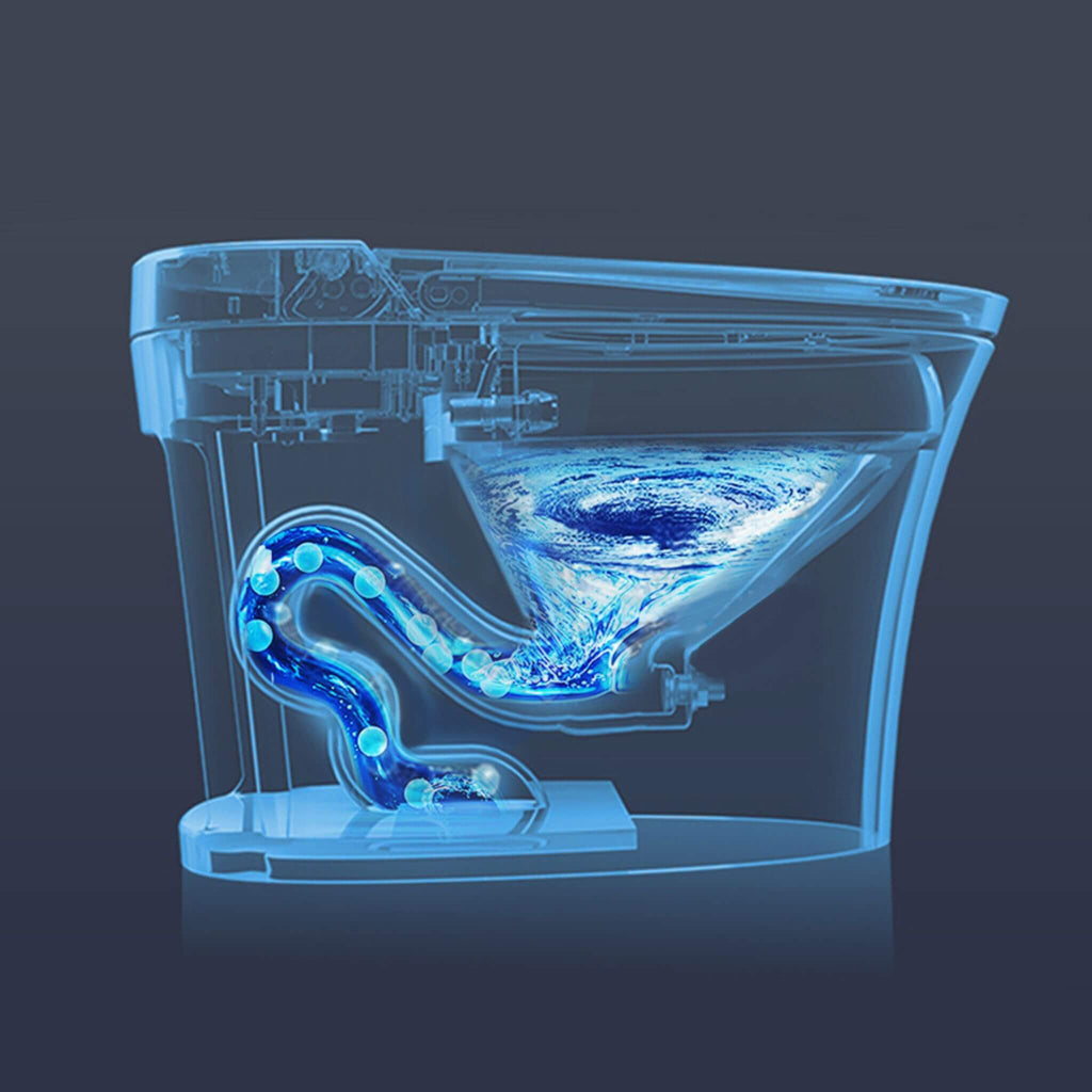 Nuvia 1/1.28 GPF Smart Compact Dual Flush Tankless Toilet Bidet Combo With Self-Cleaning Nozzle And Foot Sensor Flush (SAK580