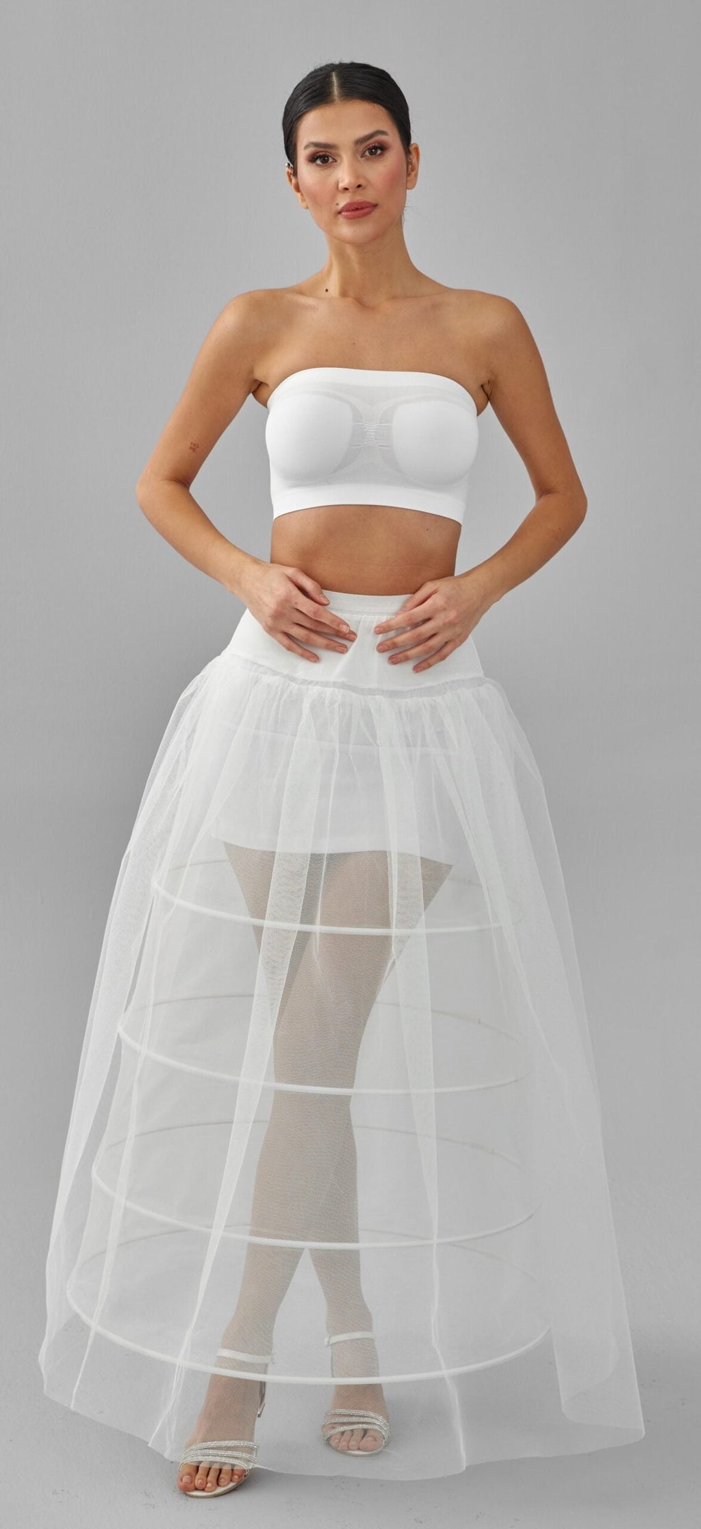 Crinoline, Wedding Dress Underskirt, White Petticoat Skirt, Four Hoop Skirt – Bridal Port, view 5