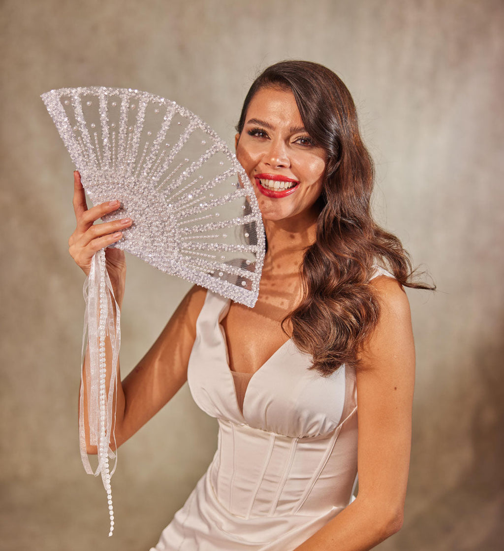 Elegant Pearl and Sequin Bridal Fan – Bridal Port